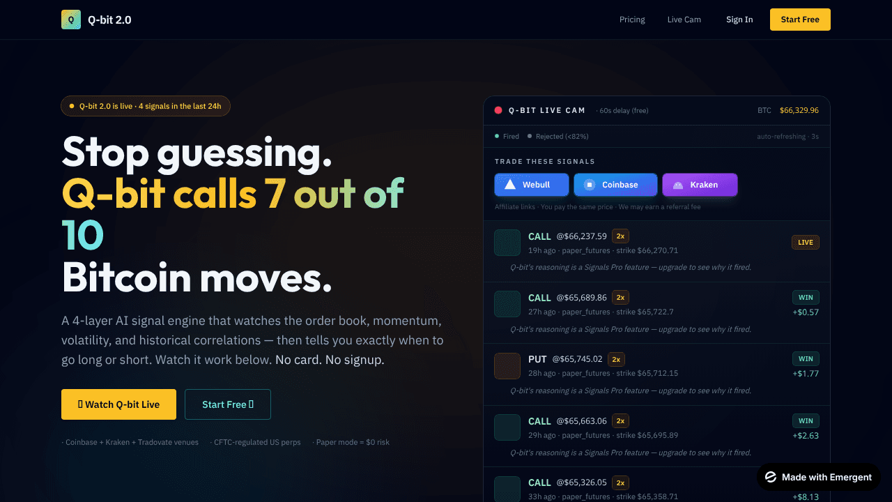 Q-bit AI pro 2.0 website screenshot