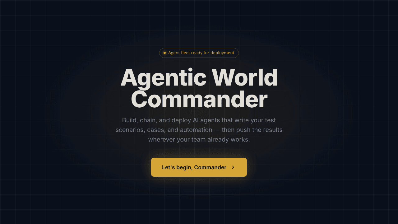 QA Agent Builder website screenshot