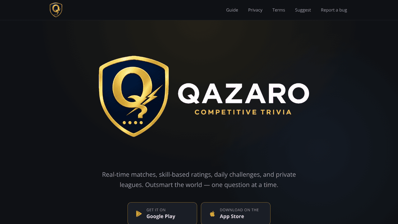 Qazaro: Trivia Quiz Battles website screenshot