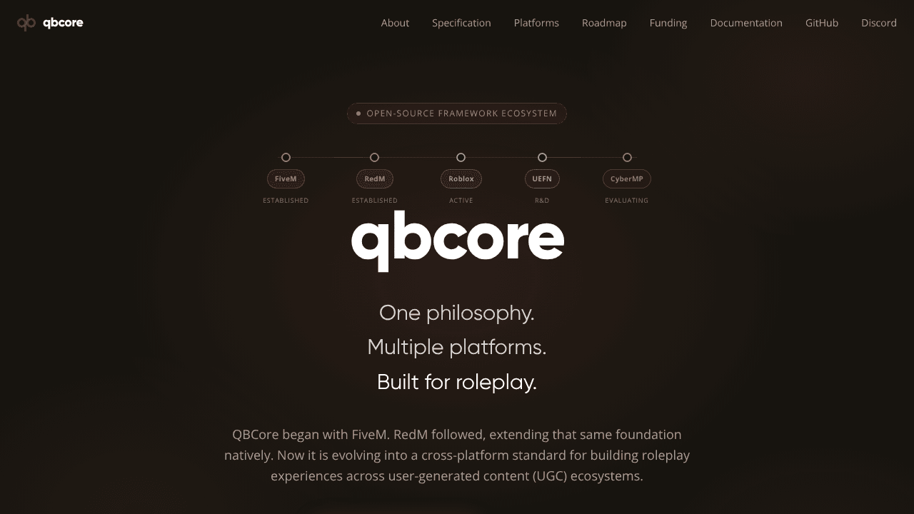 QBCore website screenshot