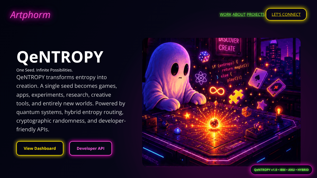 QeNTROPY—1 Seed & Infinite Possibilities website screenshot