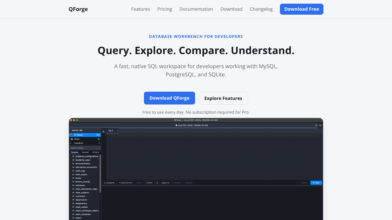 QForge website screenshot