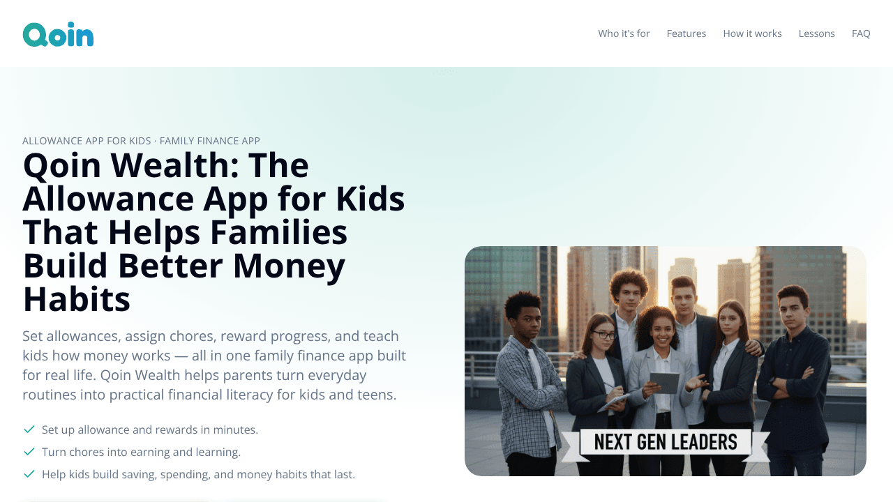 Qoin Wealth website screenshot