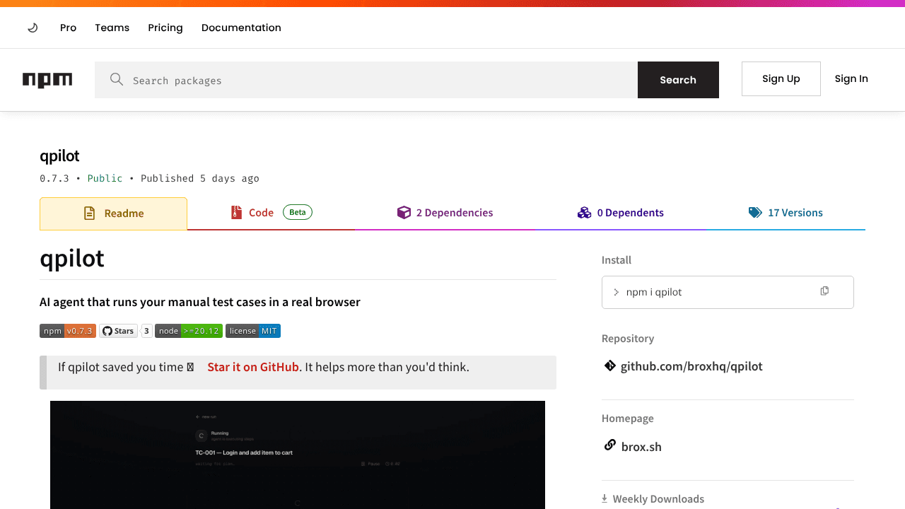 qpilot website screenshot