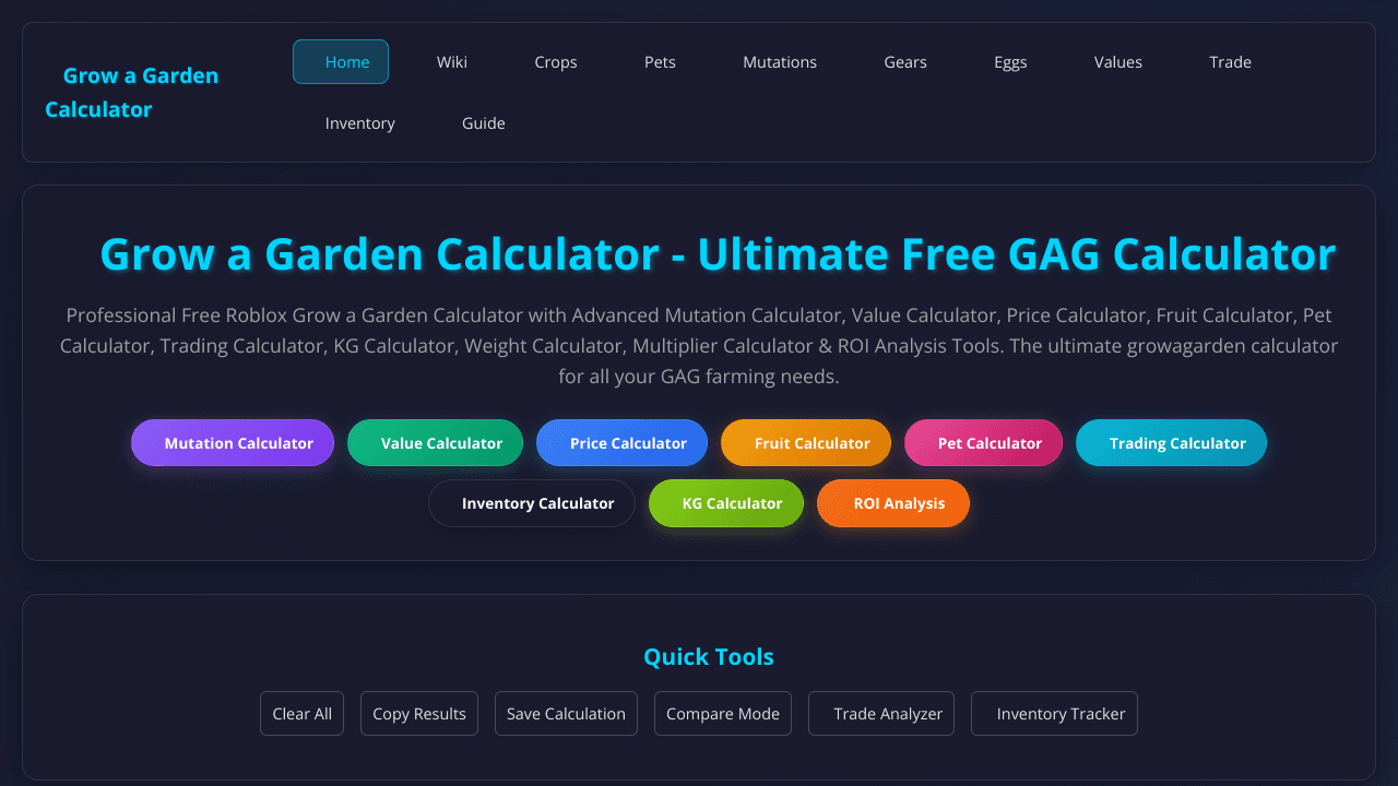 Free Grow a Garden Calculator