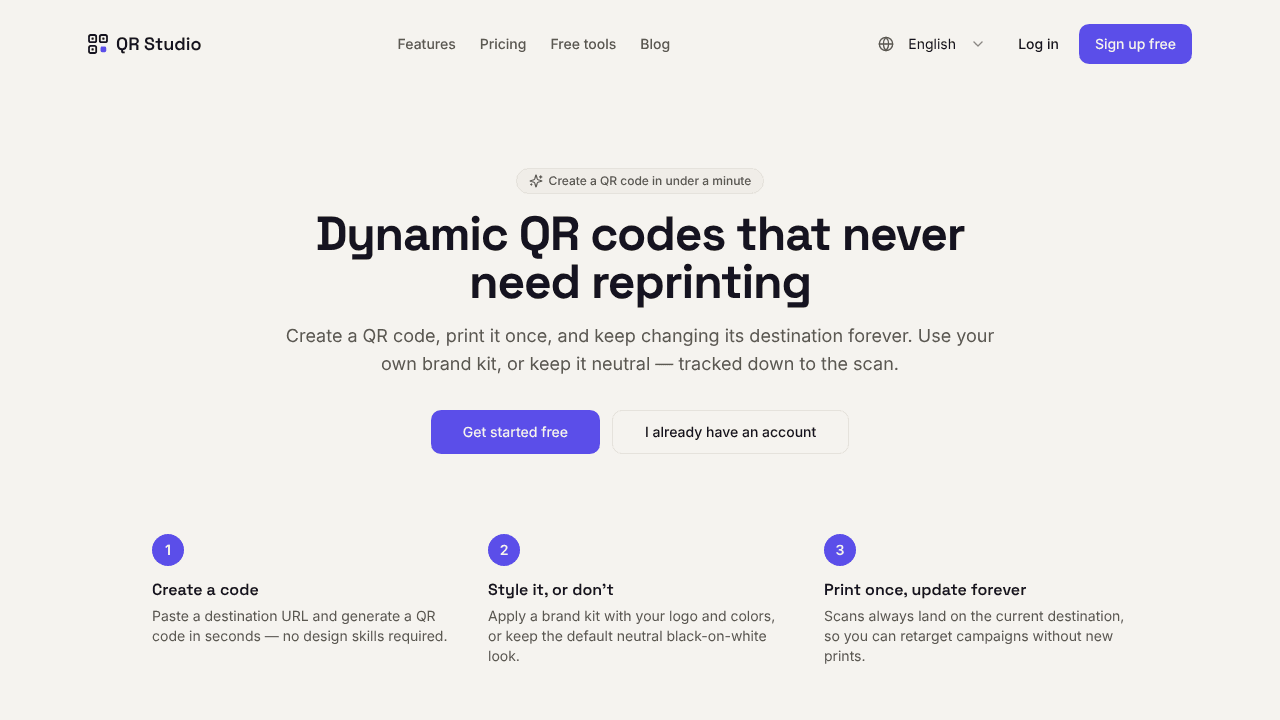 QR Studio website screenshot