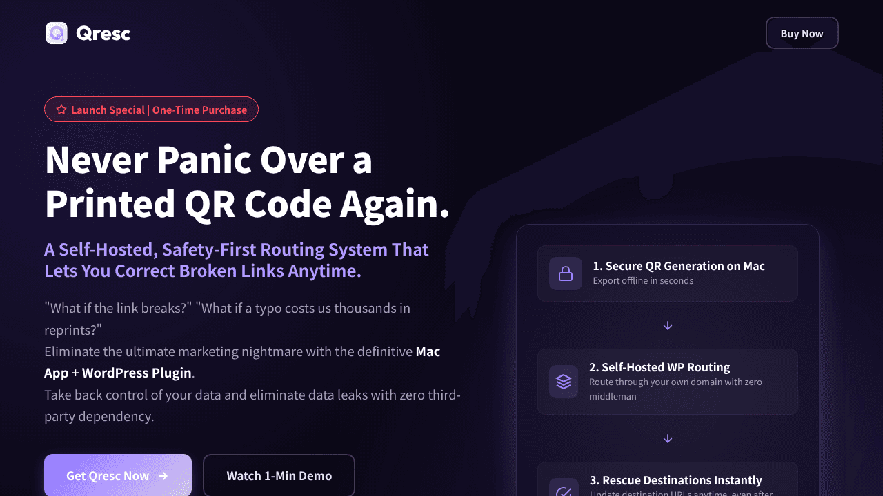 Qresc website screenshot