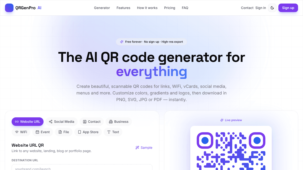 QRGen AI website screenshot