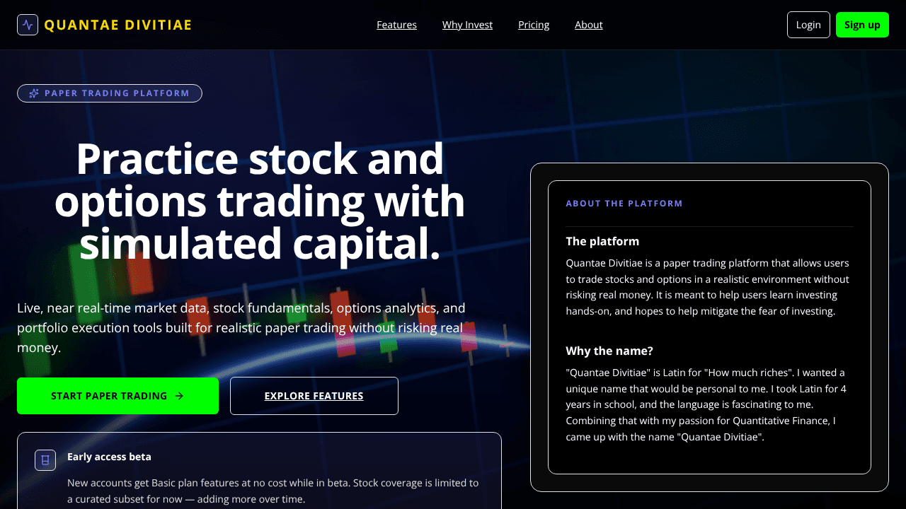 Quantae Divitiae website screenshot