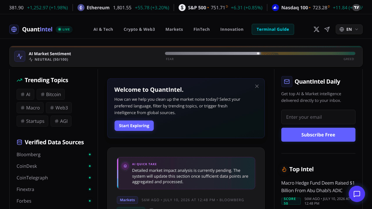 QuantIntel website screenshot