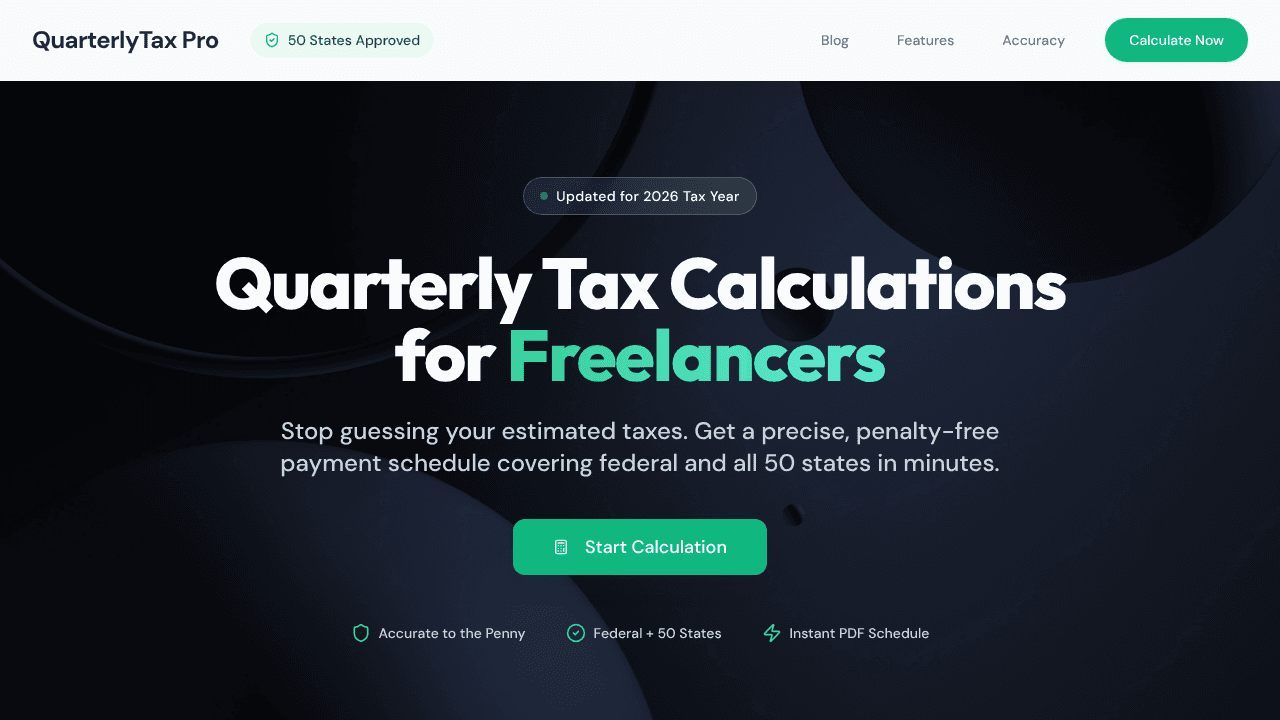 QuarterlyTax Pro website screenshot