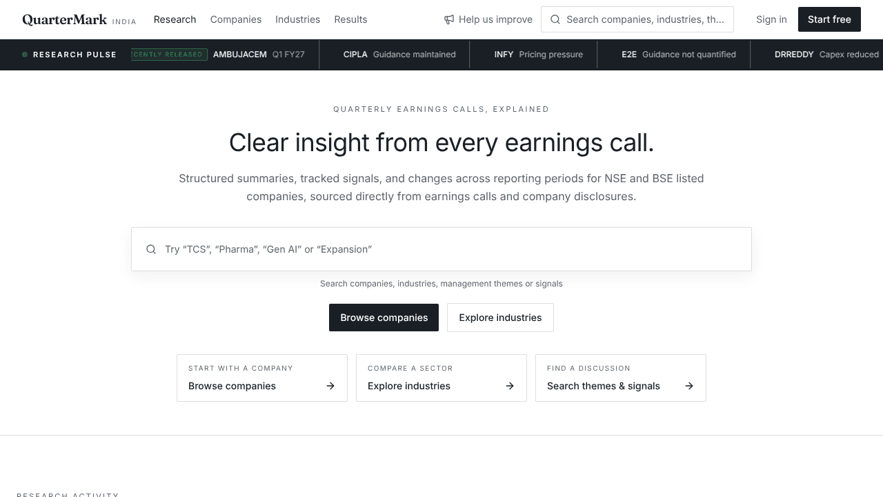 QuarterMark website screenshot