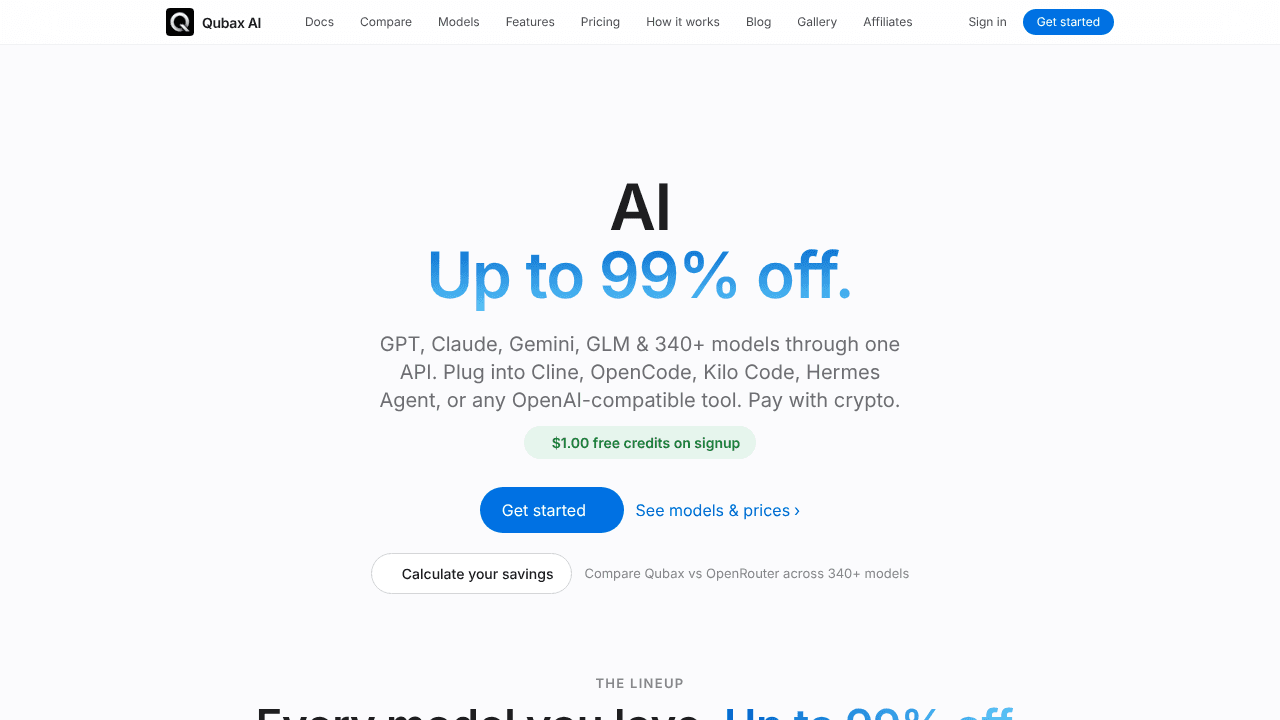 Qubax AI website screenshot