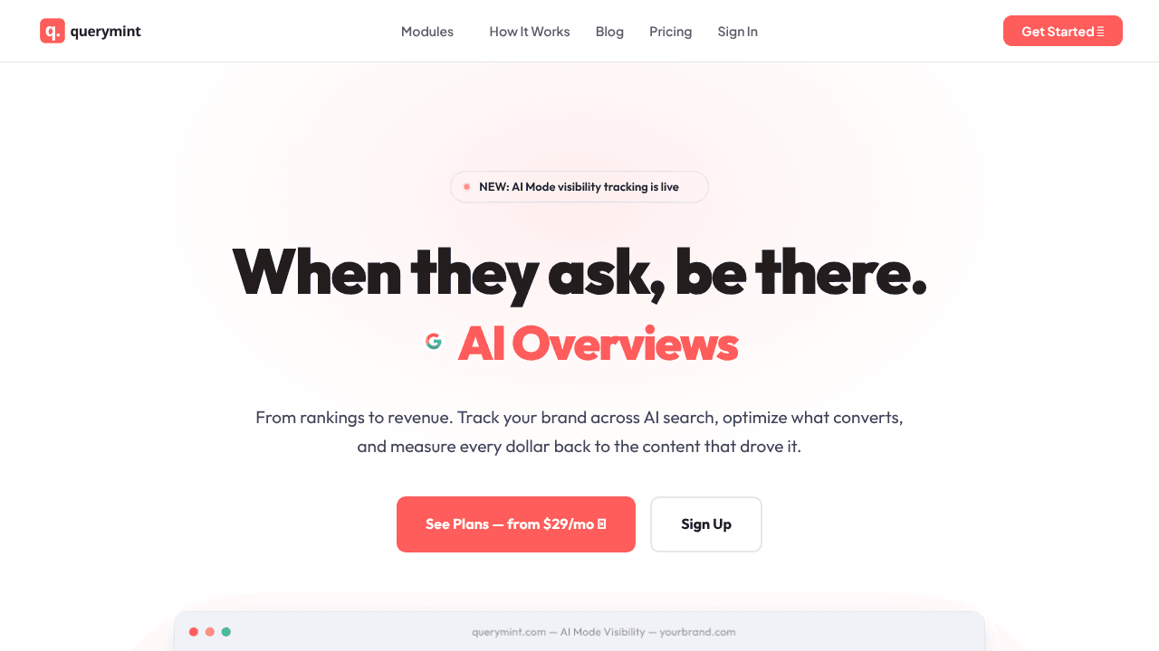 Querymint website screenshot