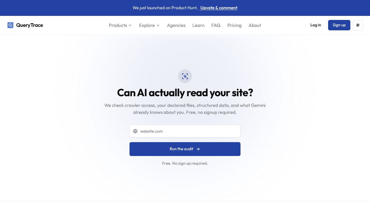 QueryTrace Audit website screenshot