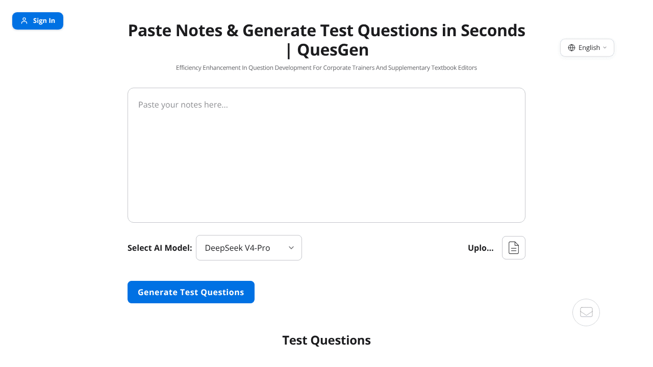 Quesgen website screenshot