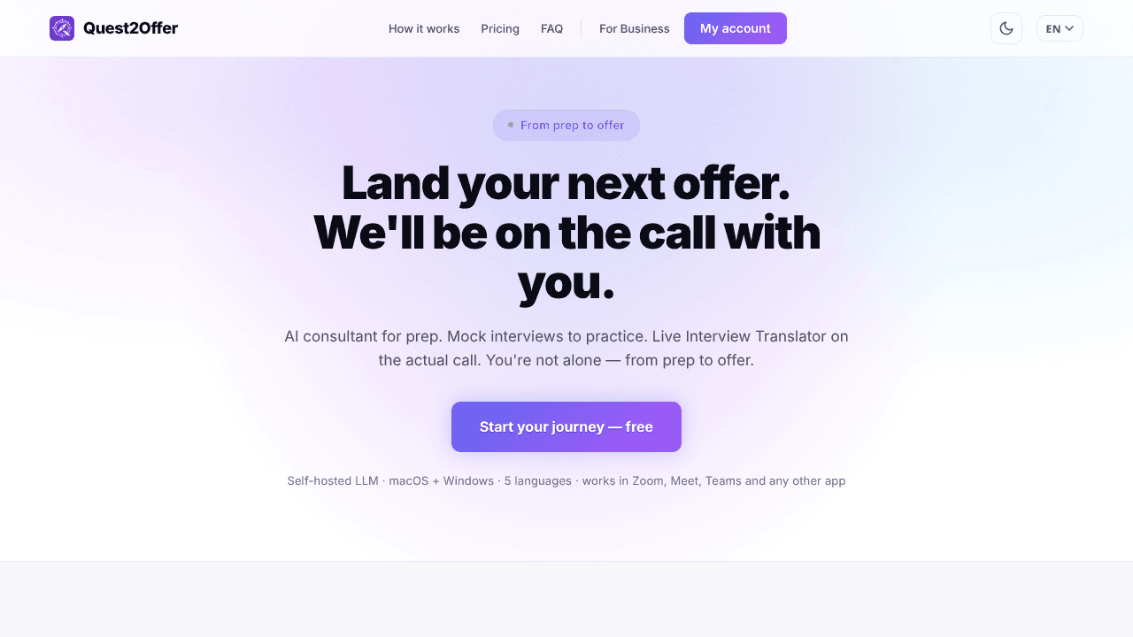 Quest2Offer website screenshot