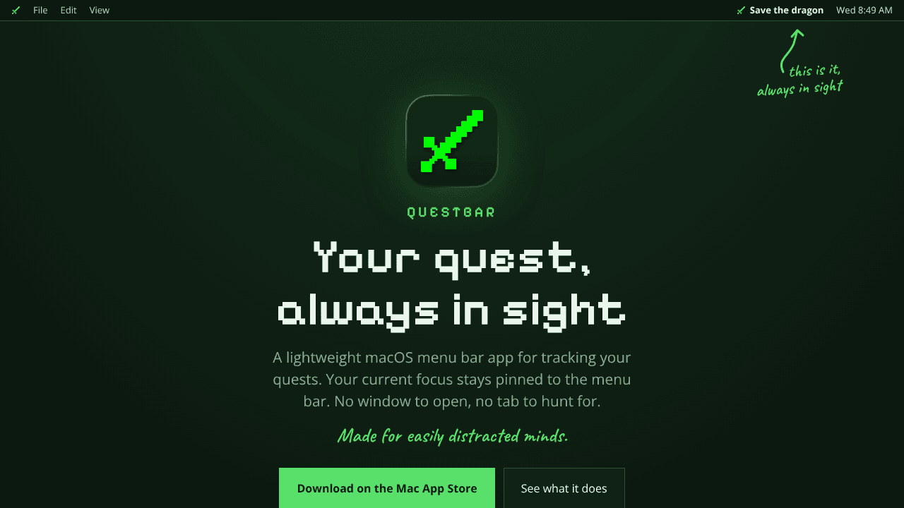 QuestBar website screenshot