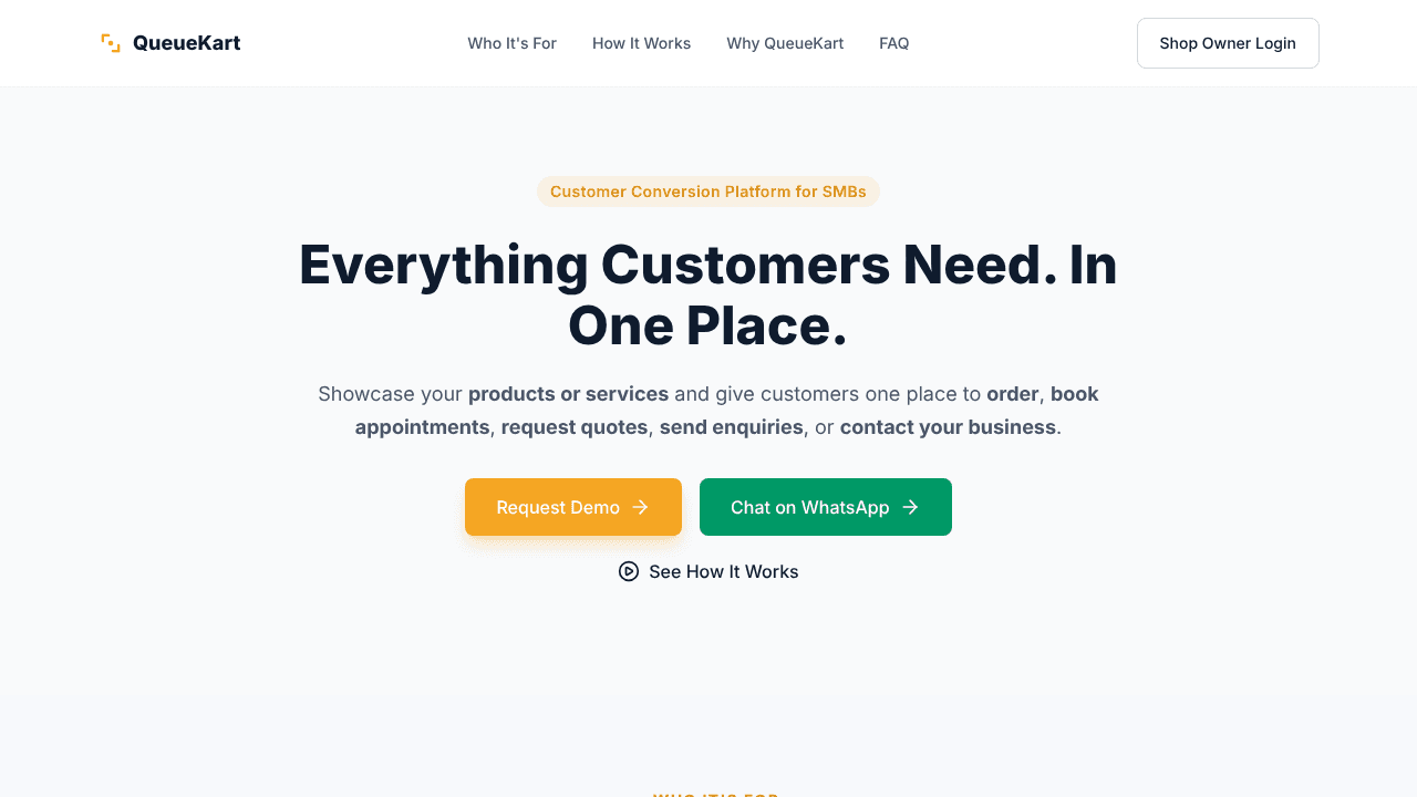 QueueKart website screenshot