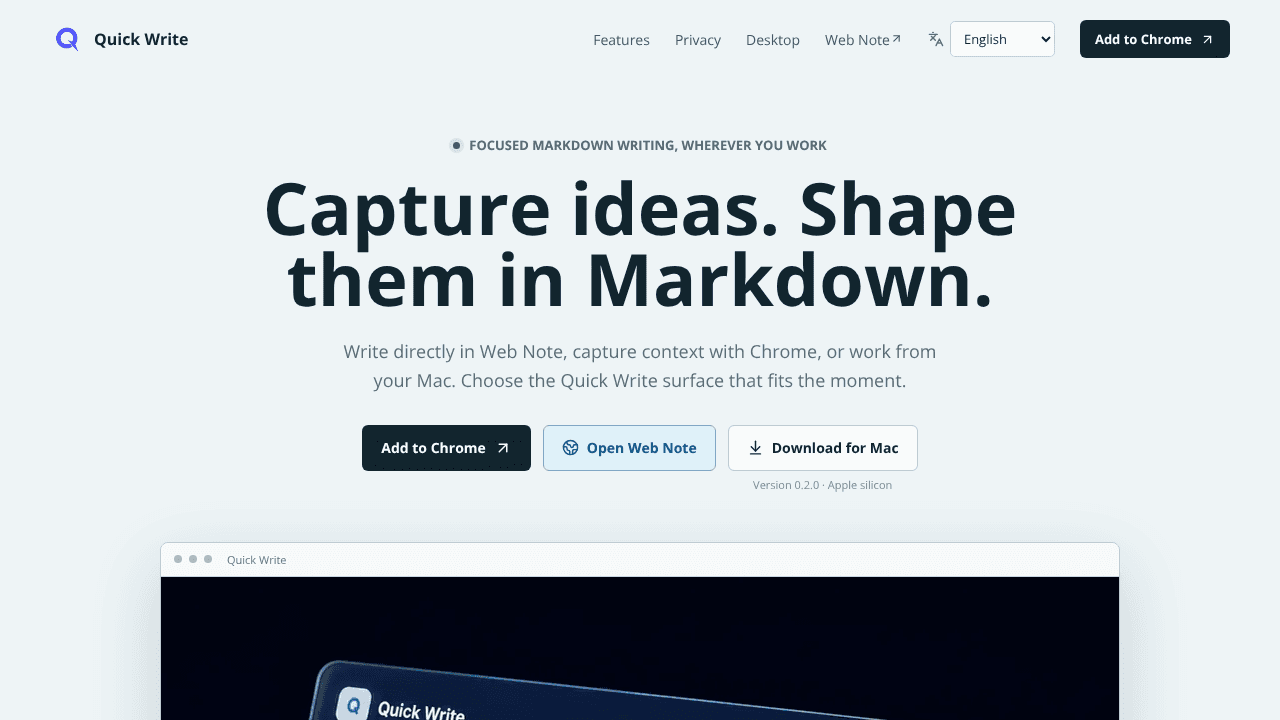 Quick Write website screenshot