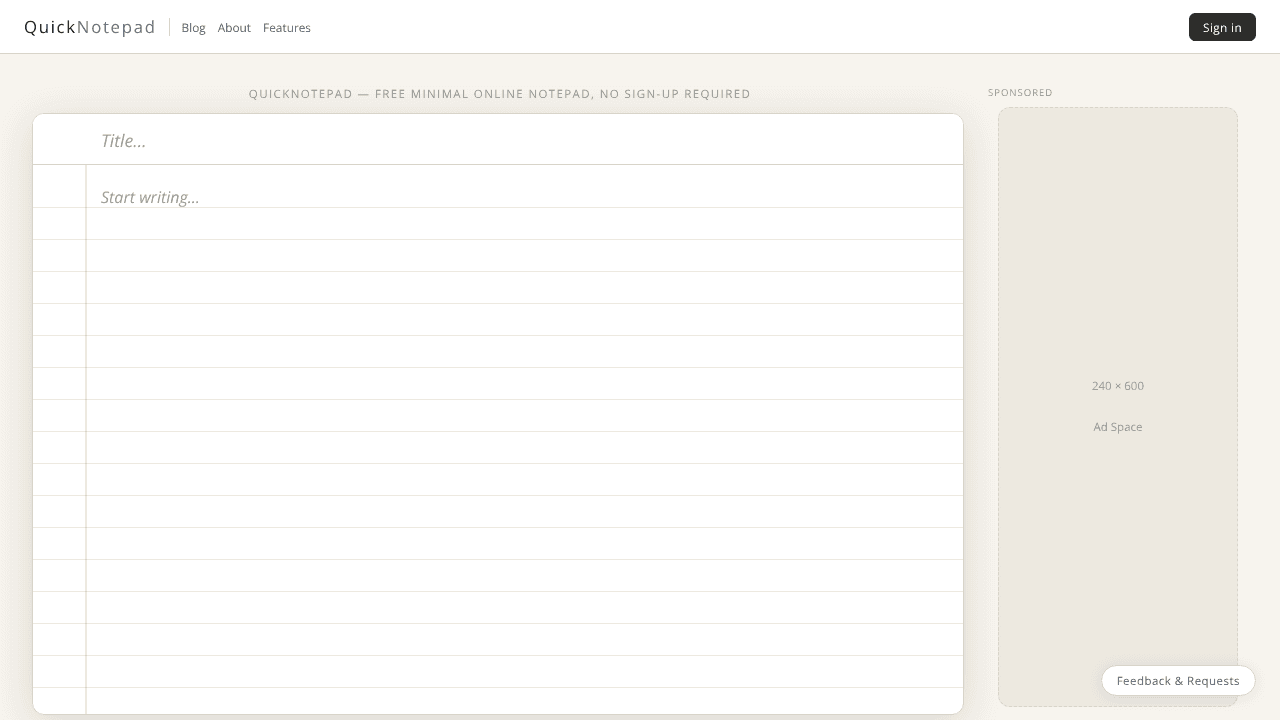 QuickNotepad — A Minimal Online Notepad website screenshot