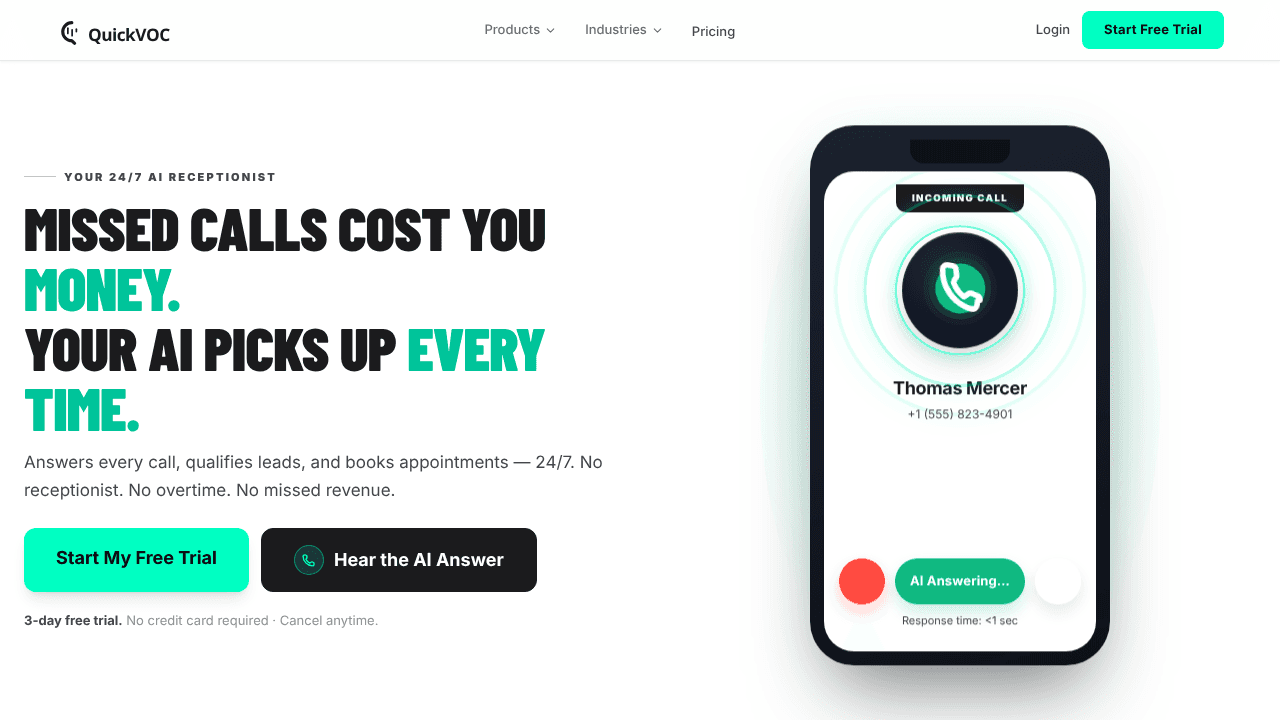 QuickVOC website screenshot