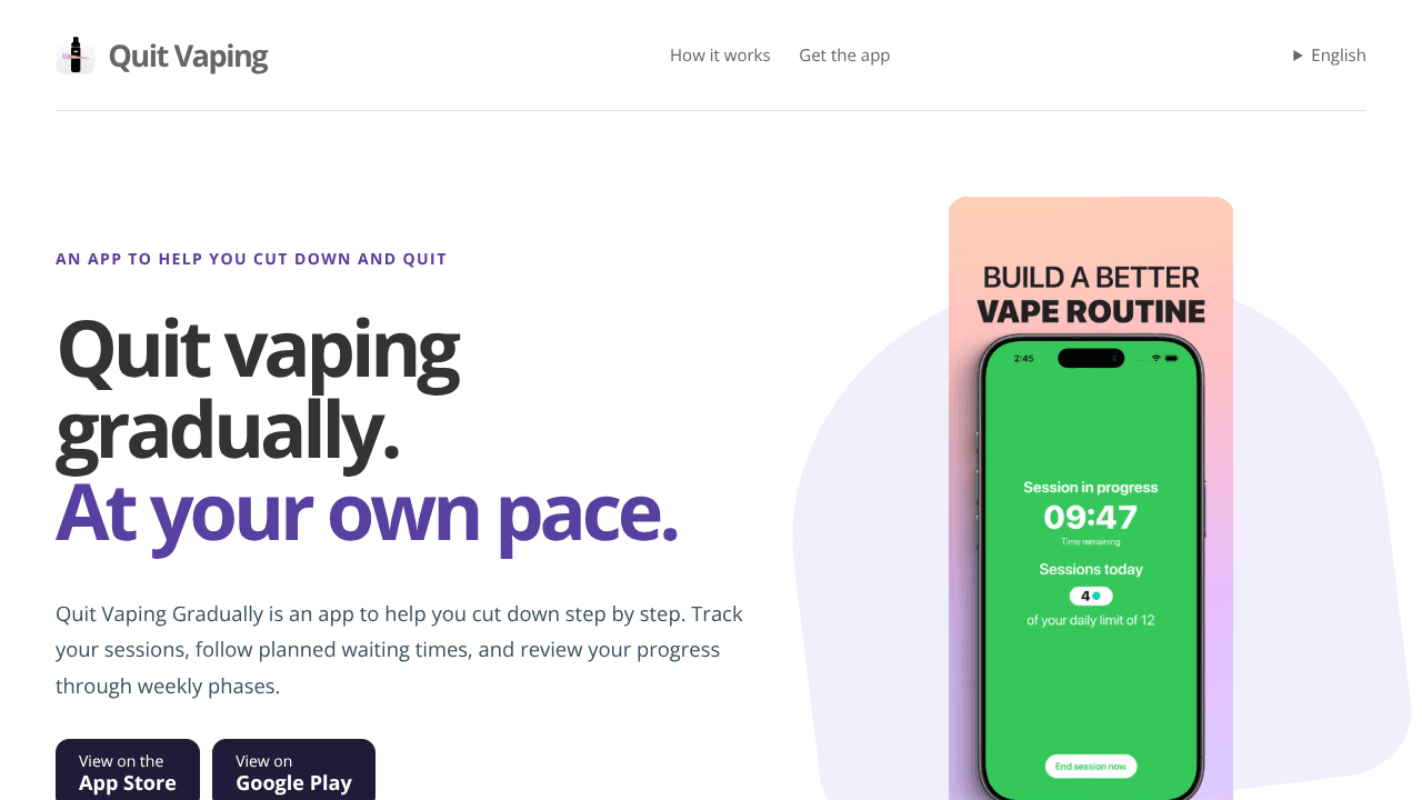 Quit Vaping Gradually website screenshot