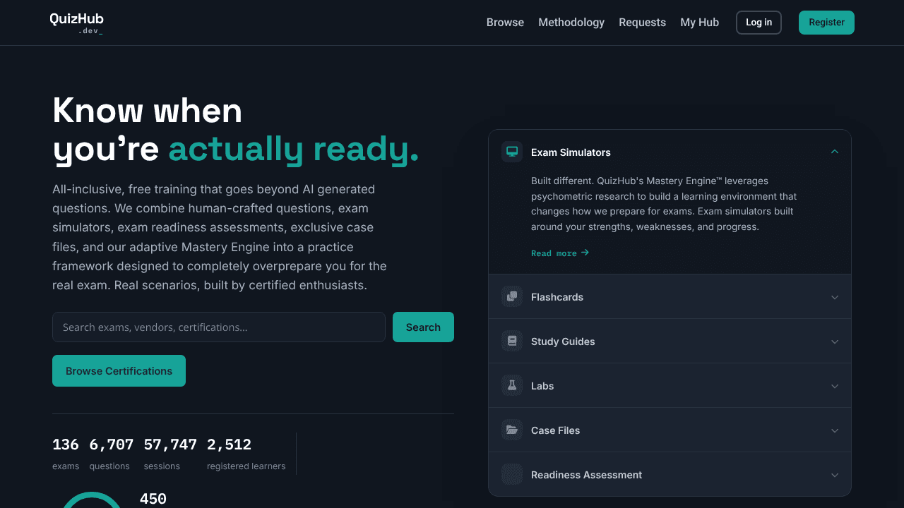 QuizHub.dev website screenshot