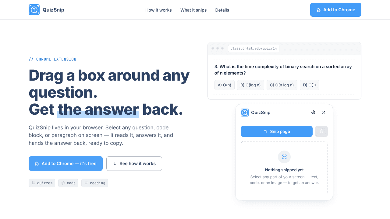 QuizSnip website screenshot