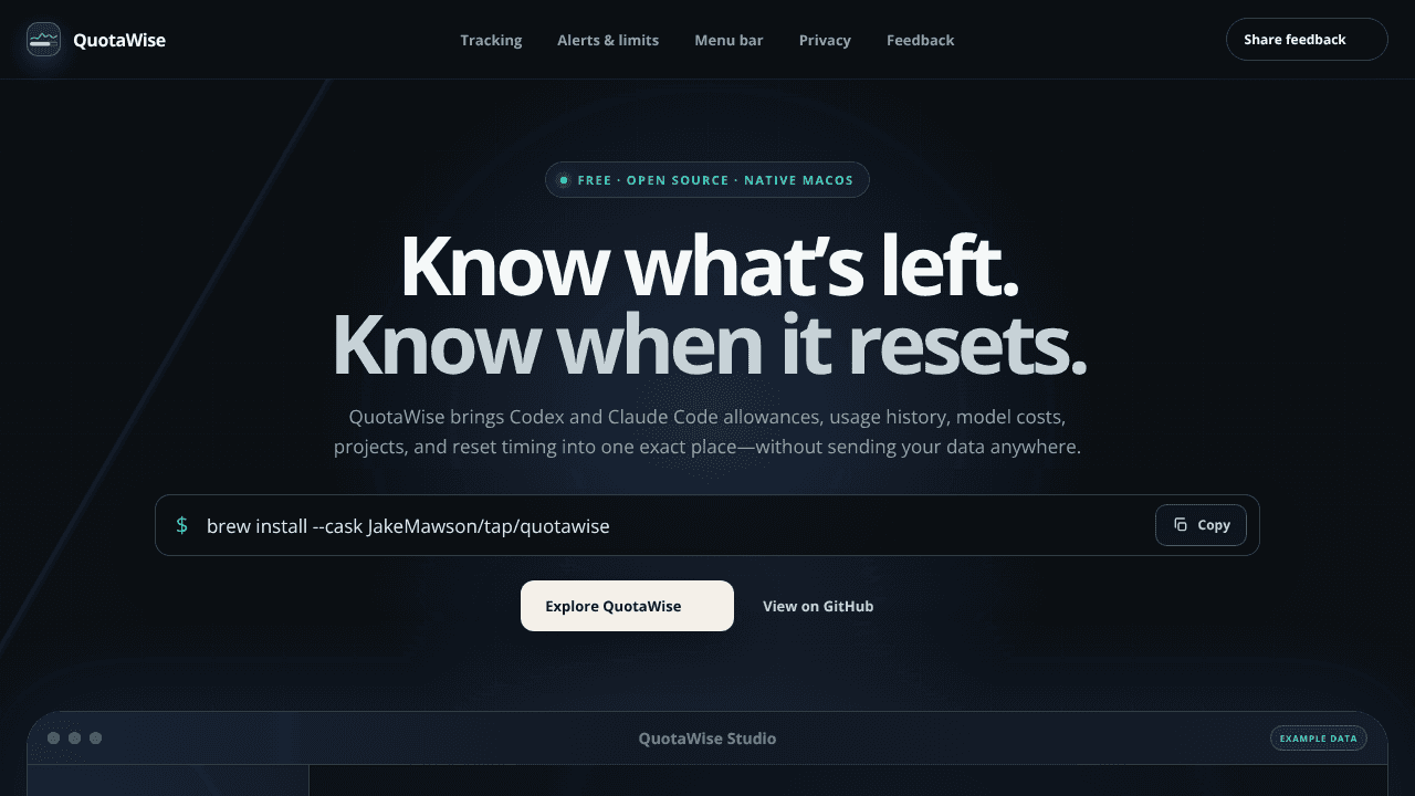 QuotaWise website screenshot