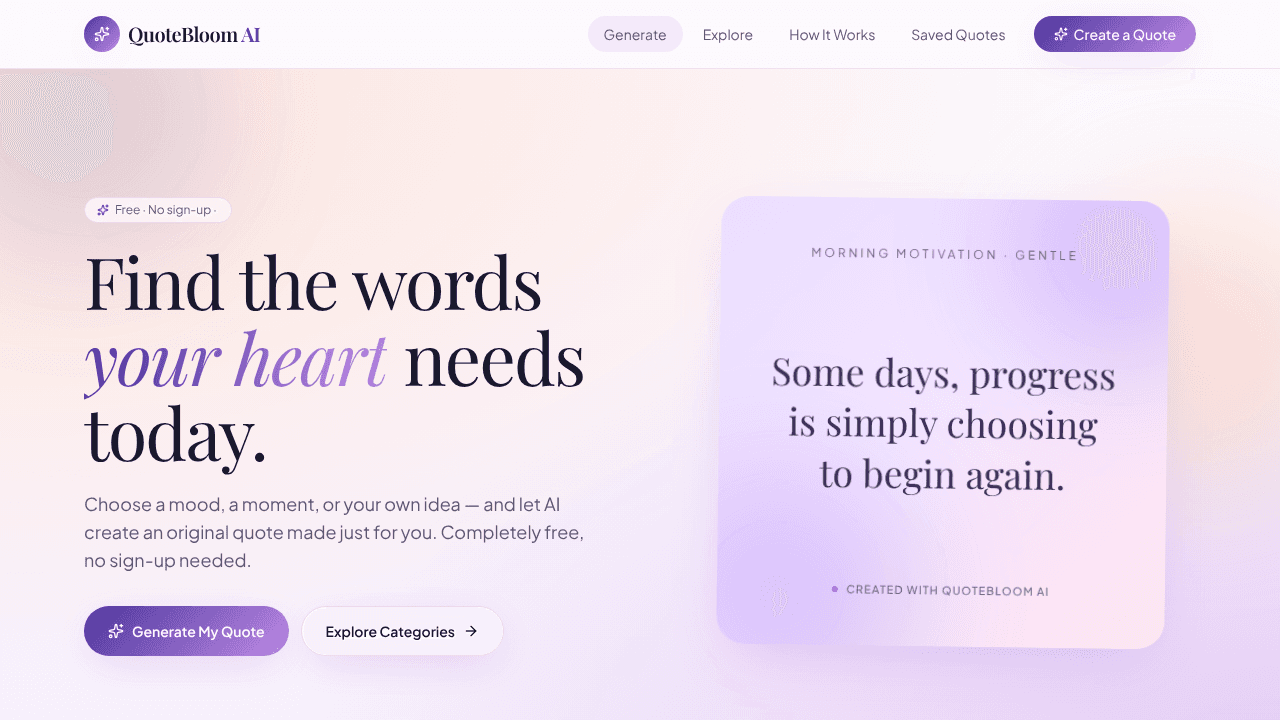 Quote Bloom AI website screenshot