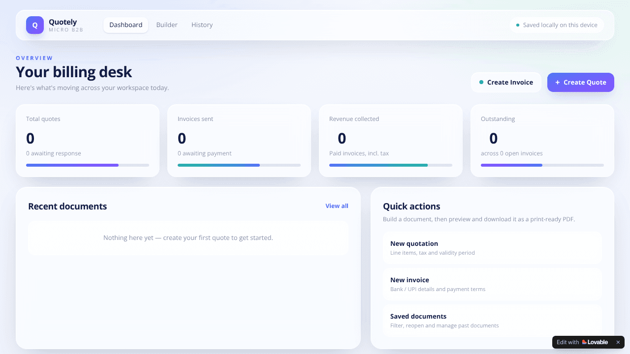 ​Quotely website screenshot