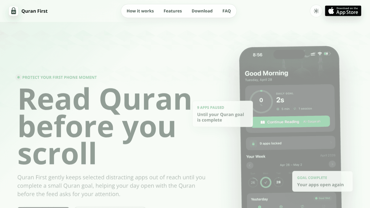 Quran First website screenshot