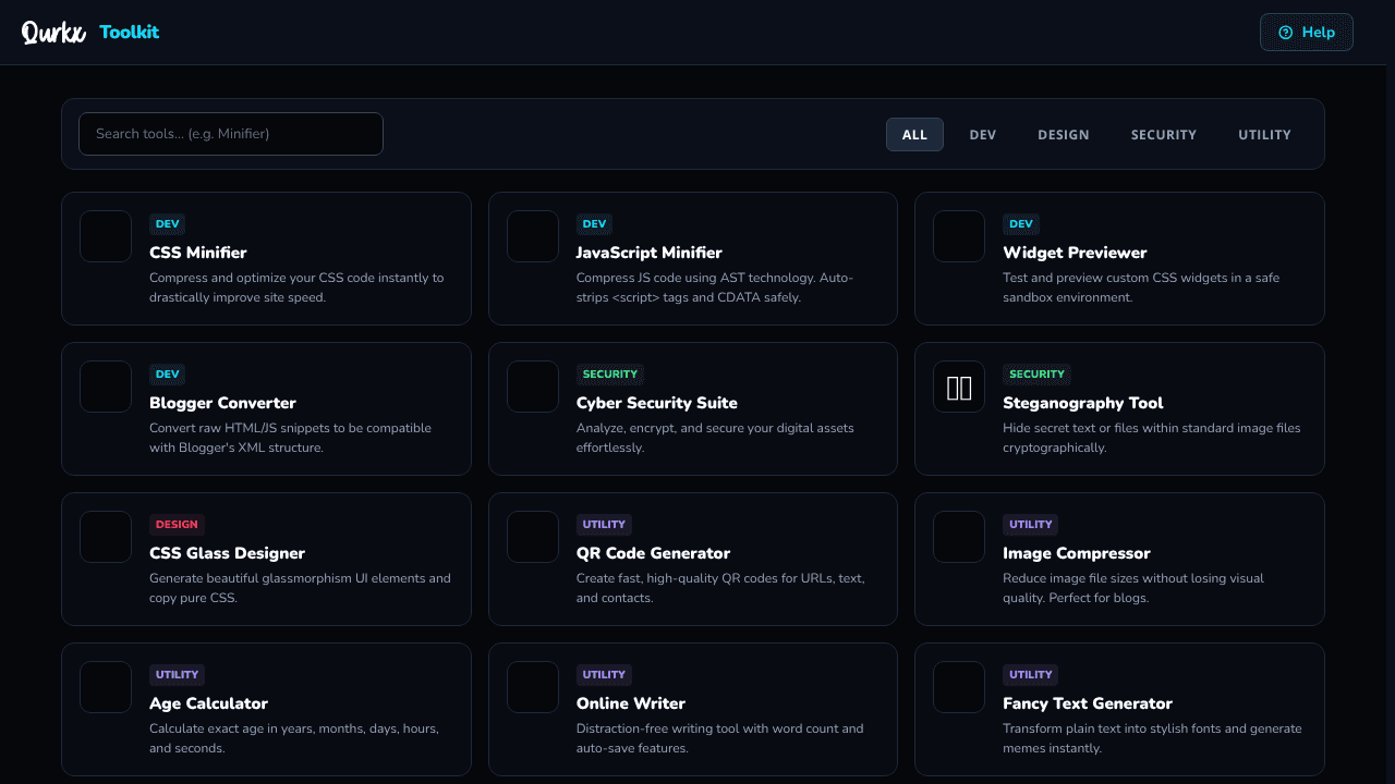 Qurkx Free Daily Tools website screenshot