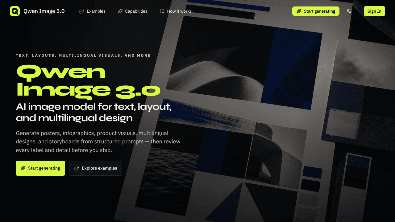 Qwen Image 3.0 website screenshot