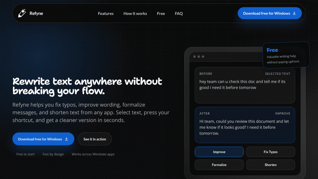 R E F Y N E website screenshot