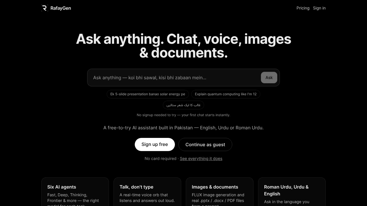 RafayGen AI website screenshot