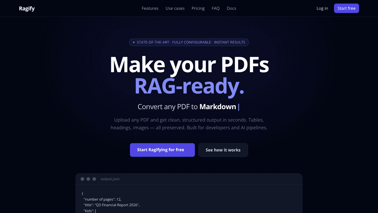 Ragify website screenshot