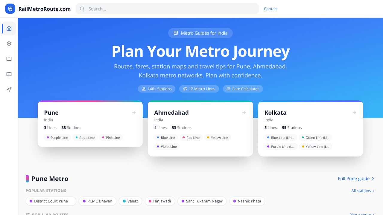RailMetroRoute.com website screenshot