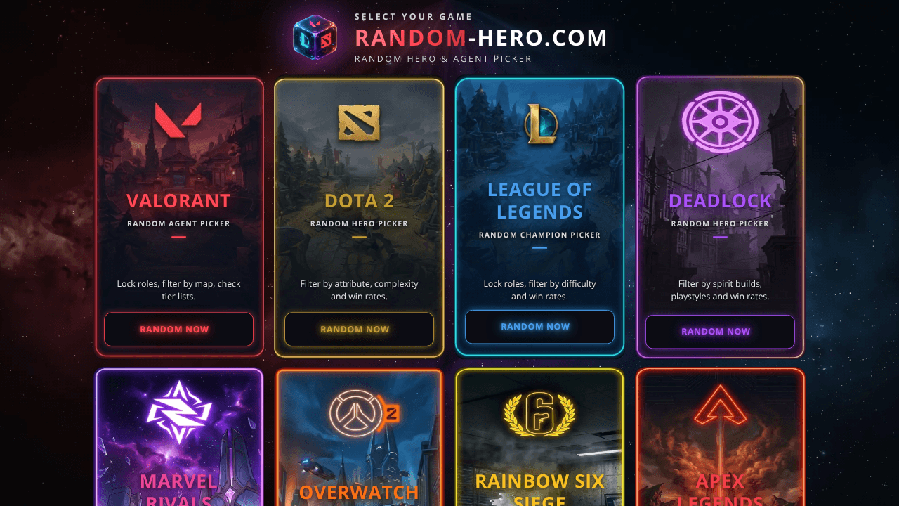 Random Hero website screenshot