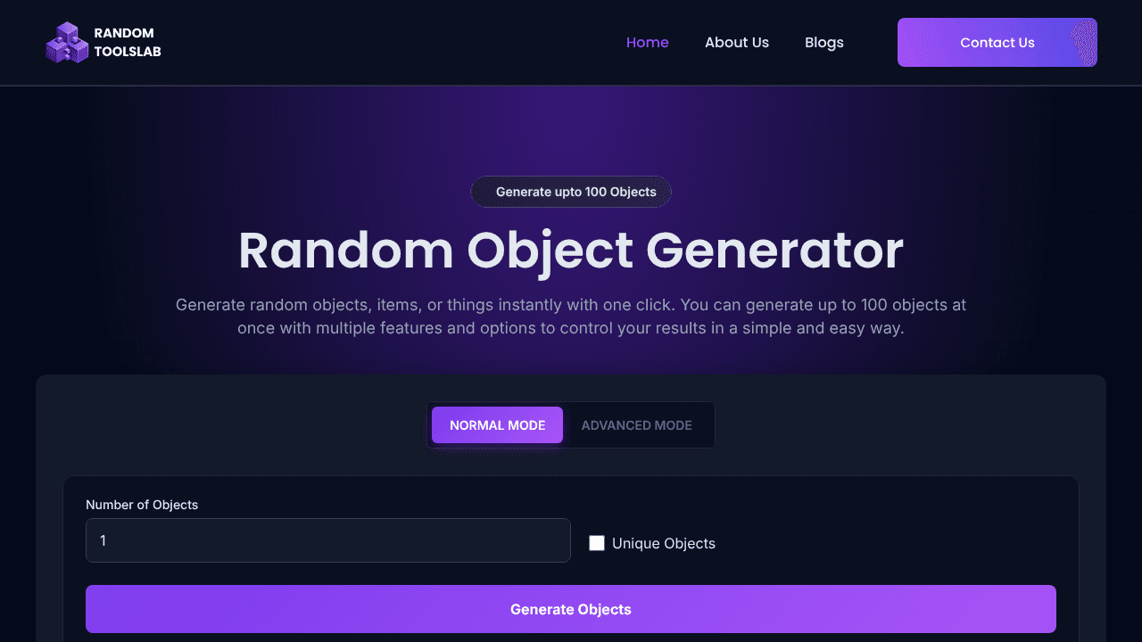 Random Tools Lab website screenshot