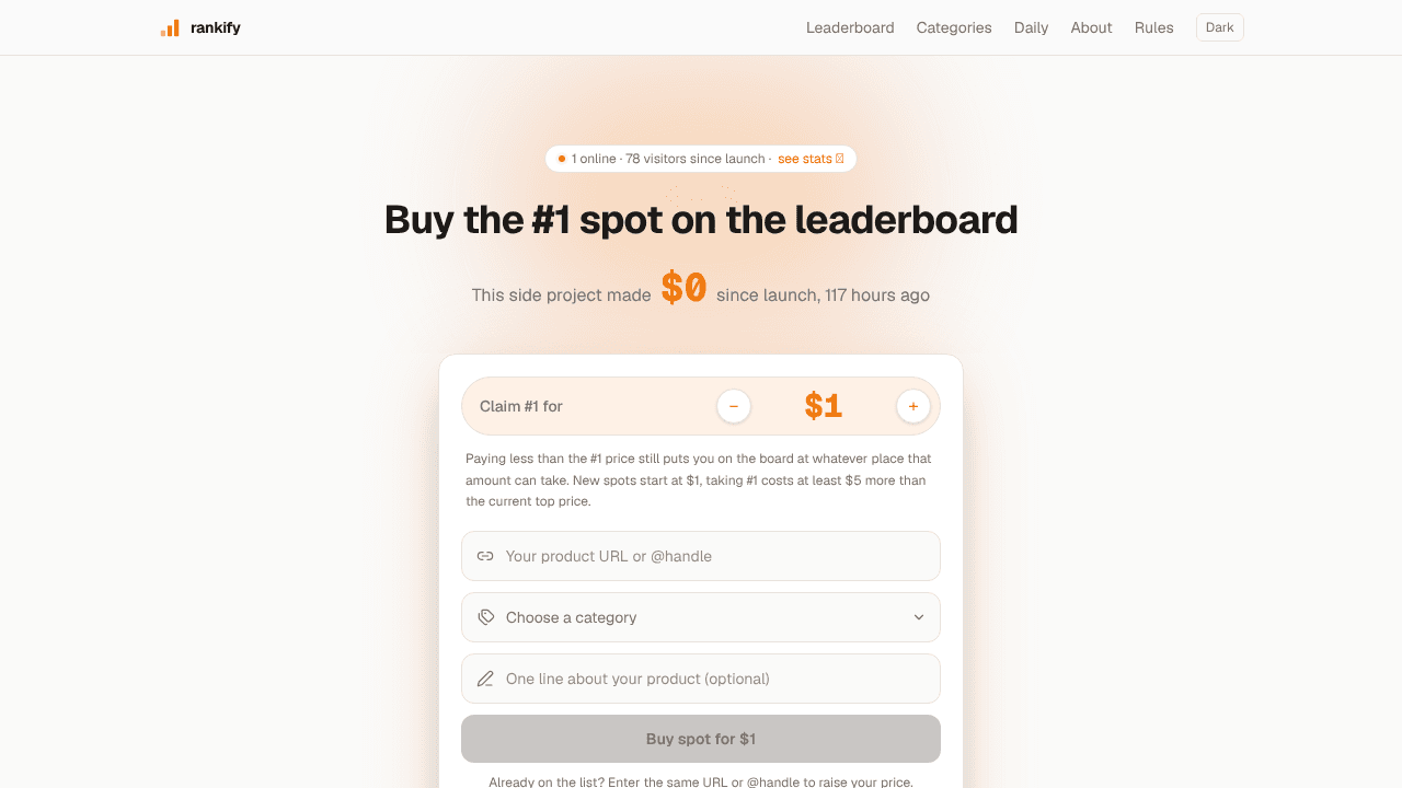 Rankify website screenshot