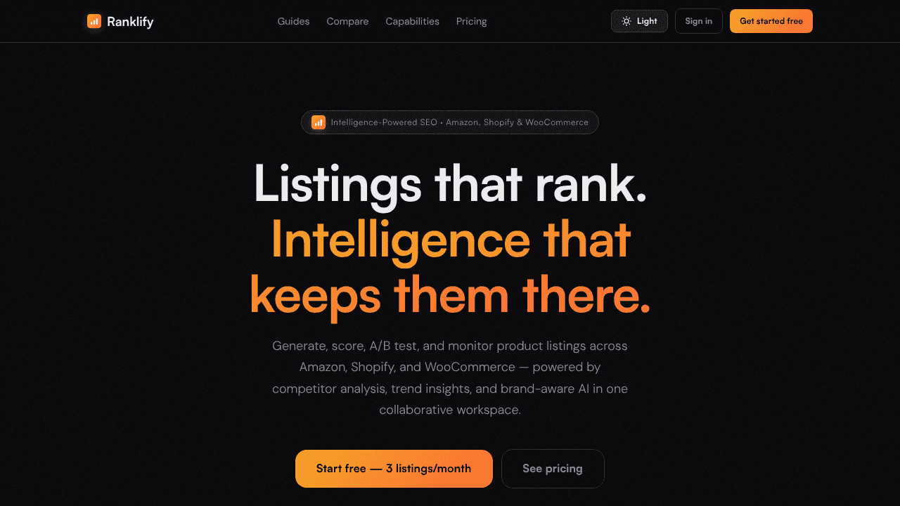Ranklify website screenshot