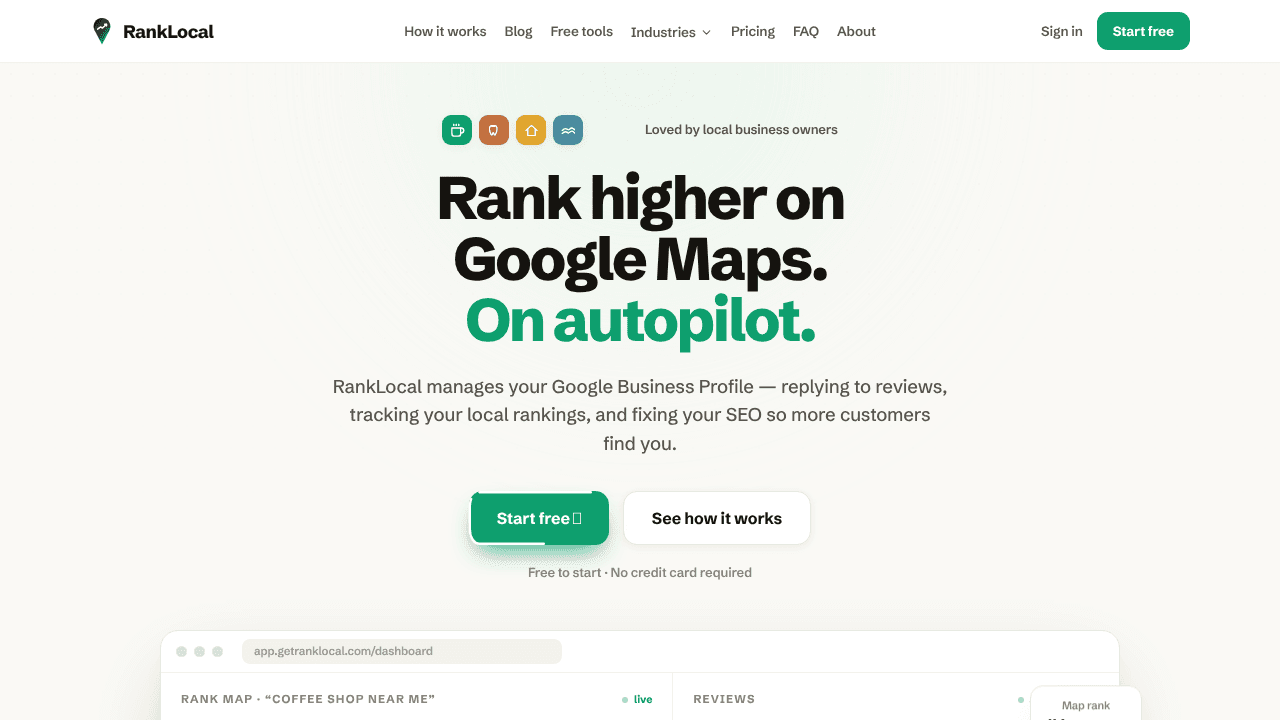 RankLocal website screenshot