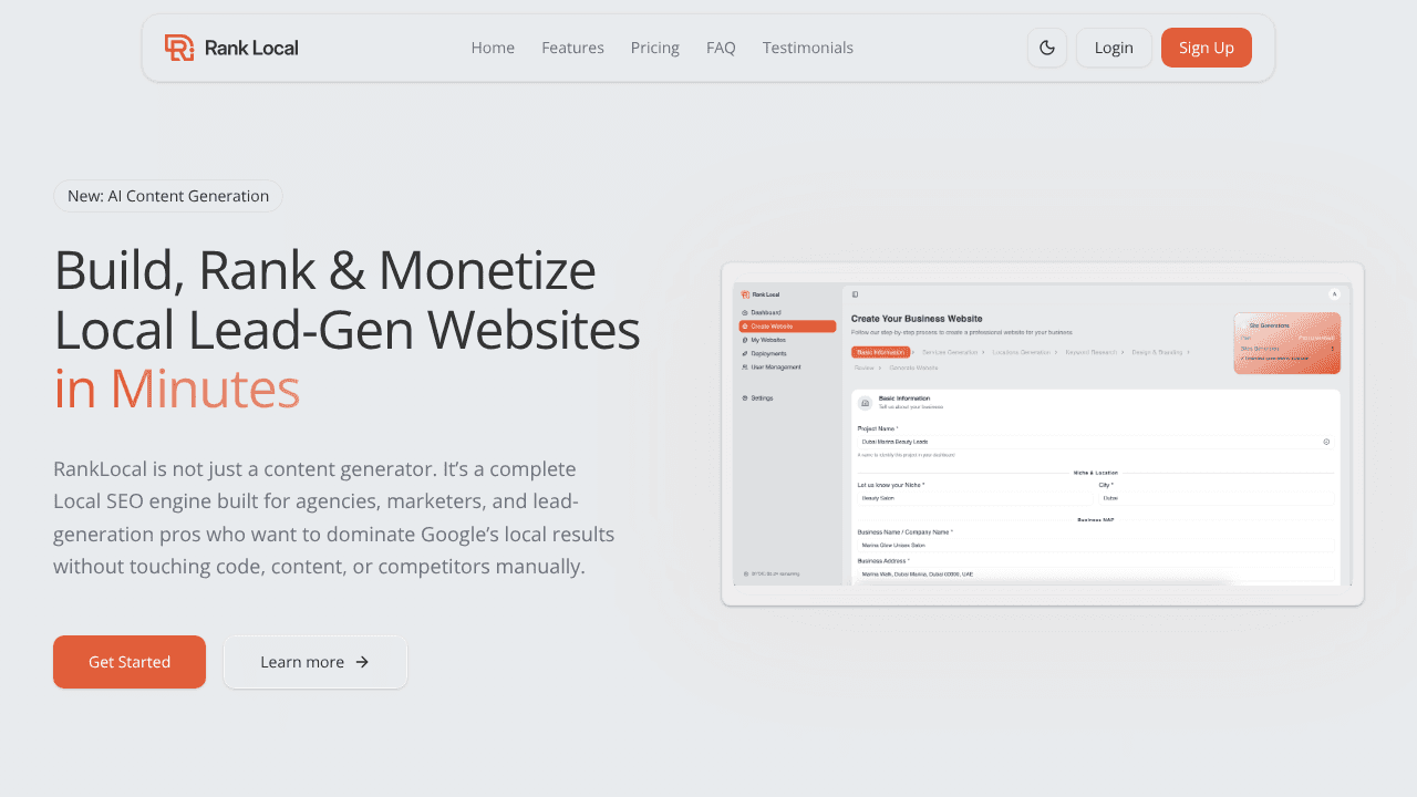 RankLocal website screenshot