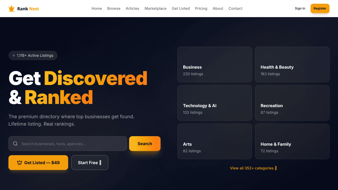 RankNest website screenshot