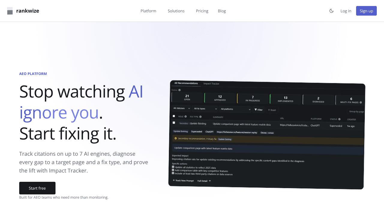 Rankwize website screenshot