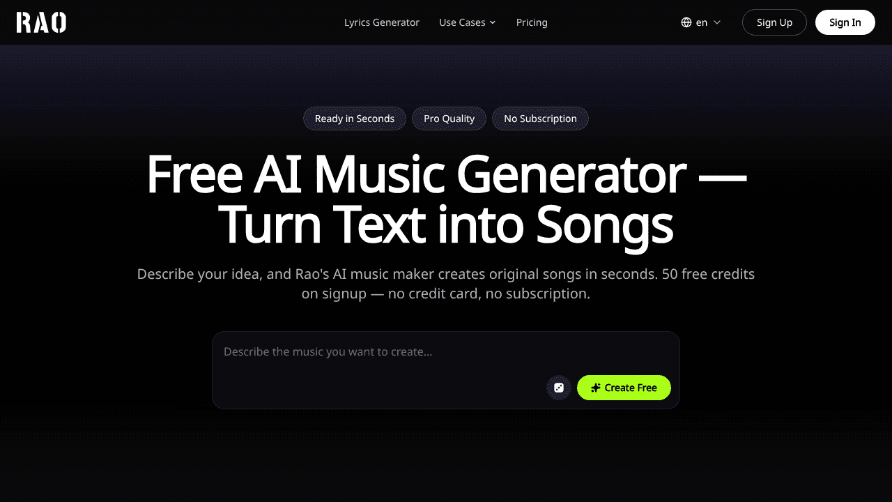 RaoMusic website screenshot