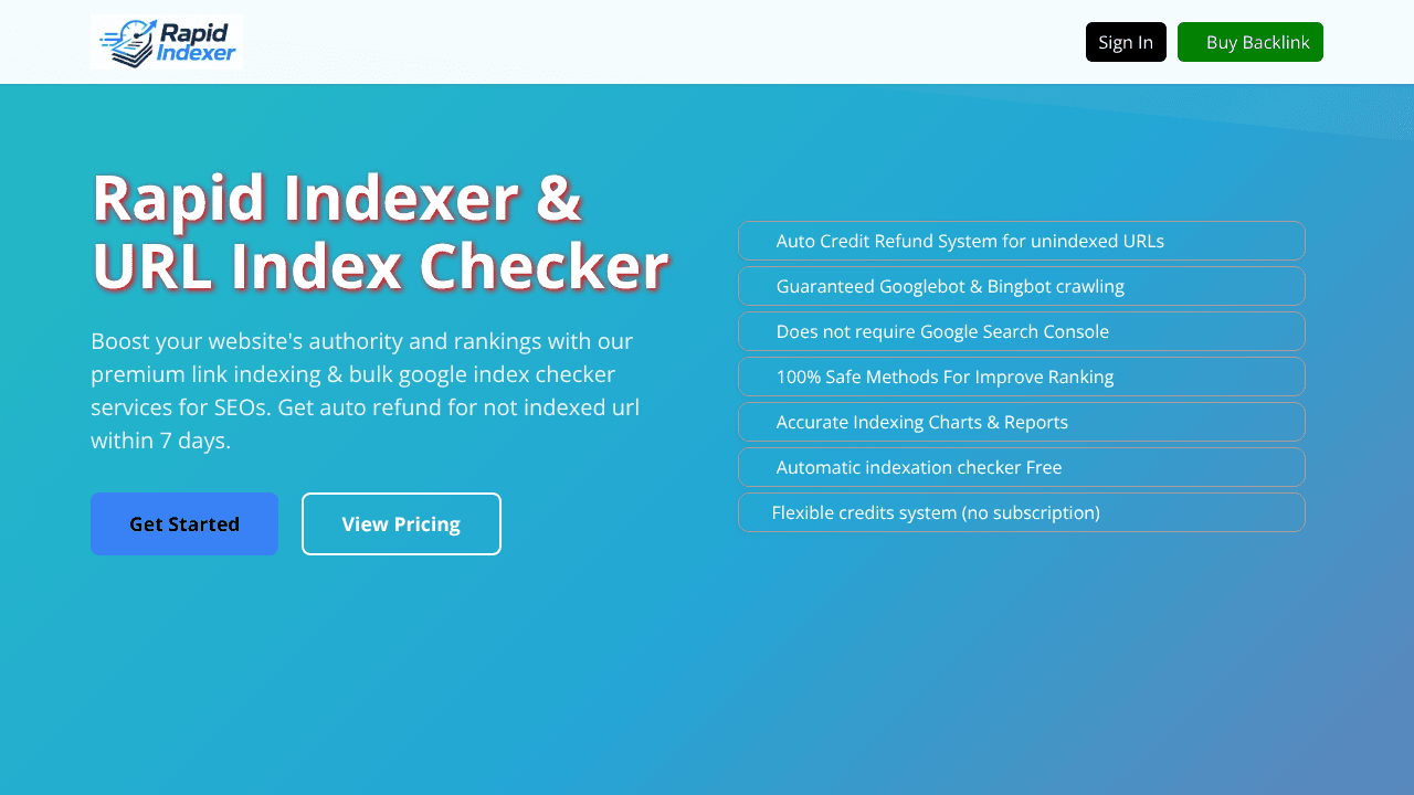Rapid Indexer website screenshot