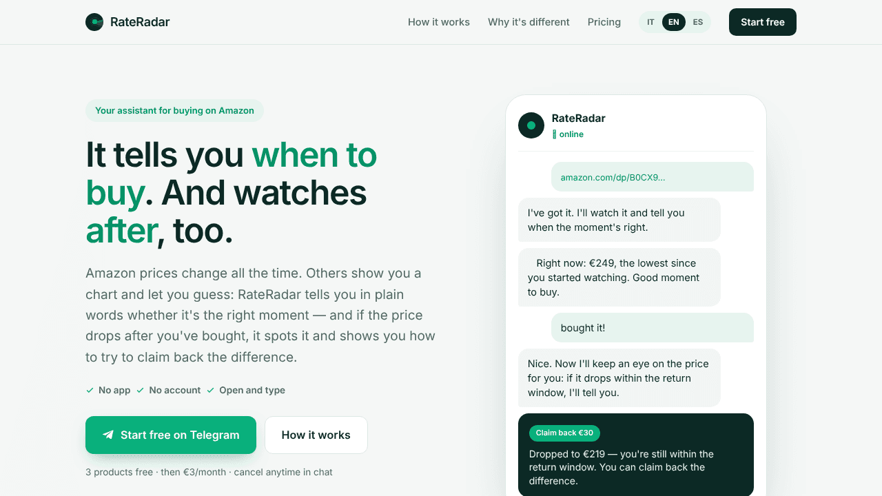 RateRadar website screenshot